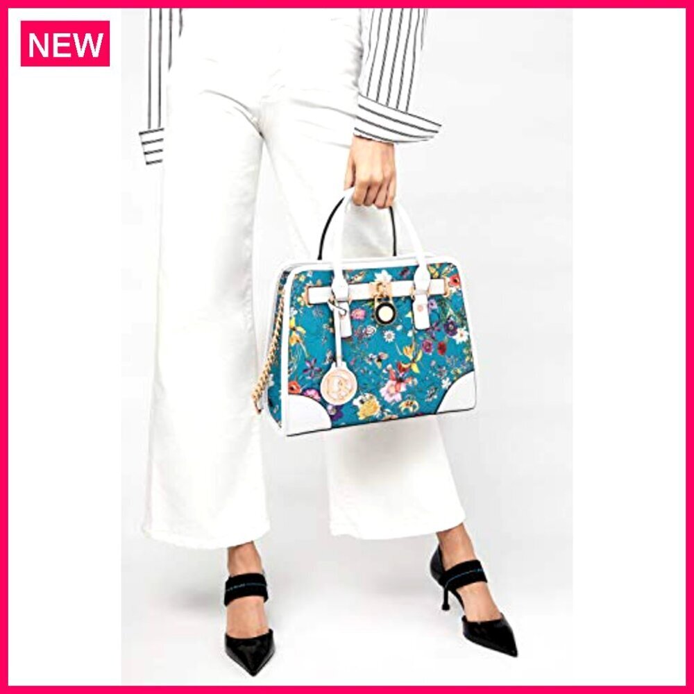 Vegan Leather Satchel Purse with Wallet, Top Handle Shoulder Bag Set - Picture 3 of 8